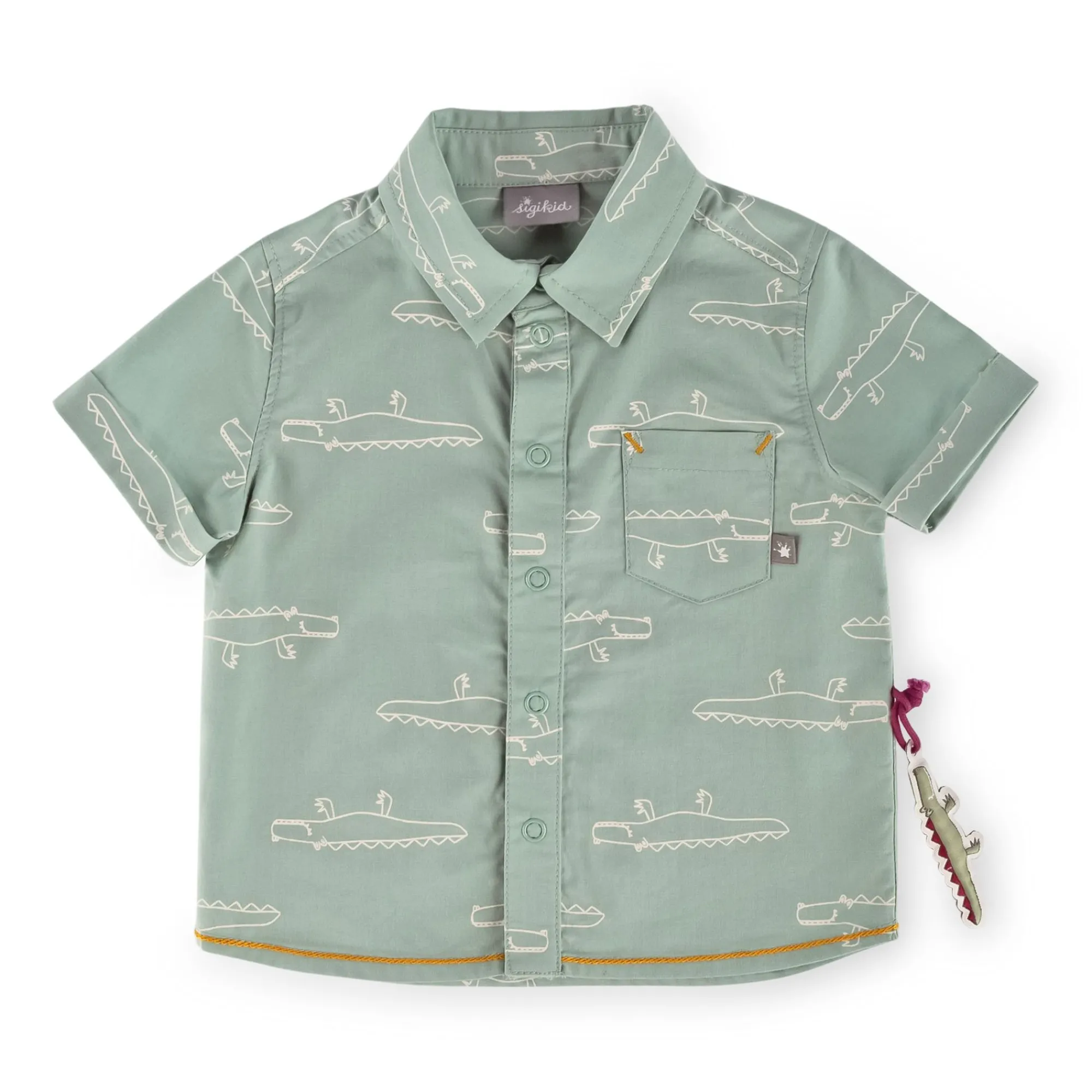Sigikid Kollektion Happy Crocodile|Baby Hemd In Pastellgrun, Kurzarm