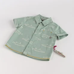 Sigikid Kollektion Happy Crocodile|Baby Hemd In Pastellgrun, Kurzarm