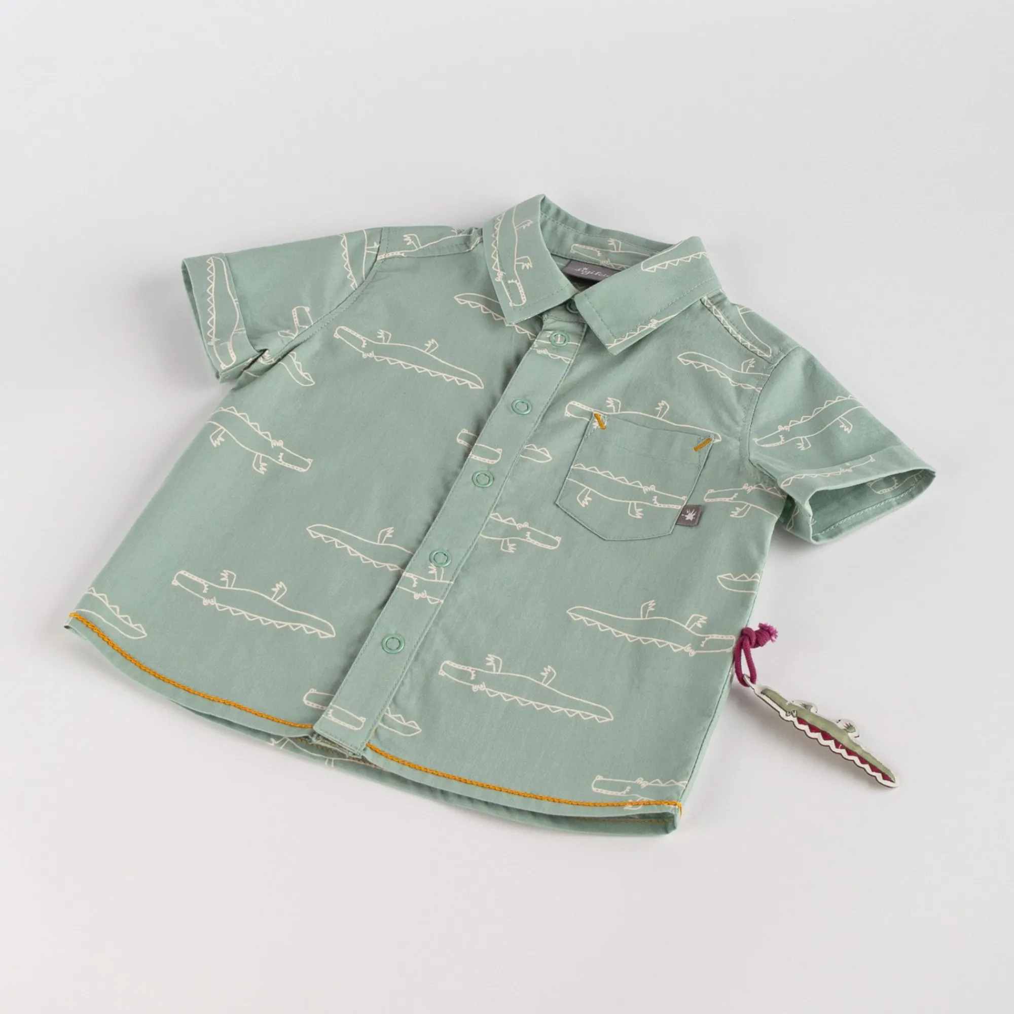 Sigikid Kollektion Happy Crocodile|Baby Hemd In Pastellgrun, Kurzarm