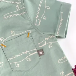 Sigikid Kollektion Happy Crocodile|Baby Hemd In Pastellgrun, Kurzarm