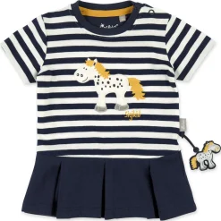 Sigikid Kollektion Tupfen Pony|Baby Kleid Pony, Blau-Weis Geringelt