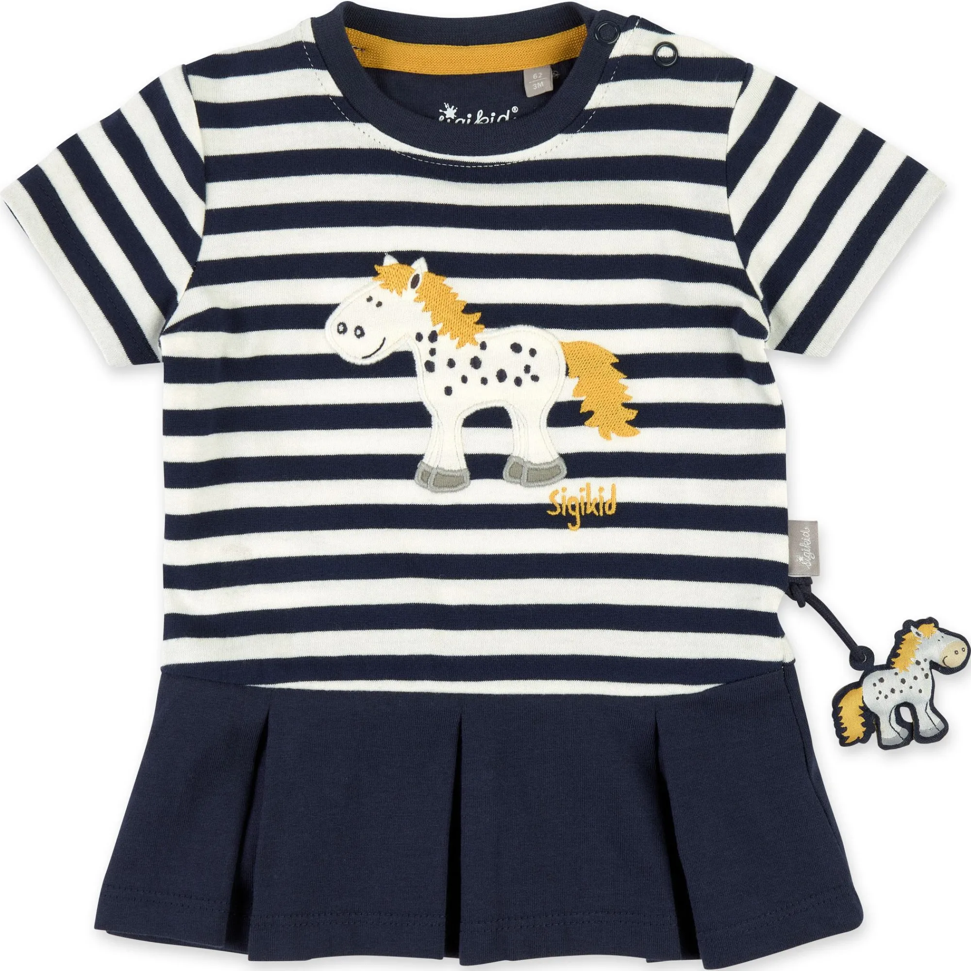 Sigikid Kollektion Tupfen Pony|Baby Kleid Pony, Blau-Weis Geringelt