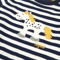 Sigikid Kollektion Tupfen Pony|Baby Kleid Pony, Blau-Weis Geringelt