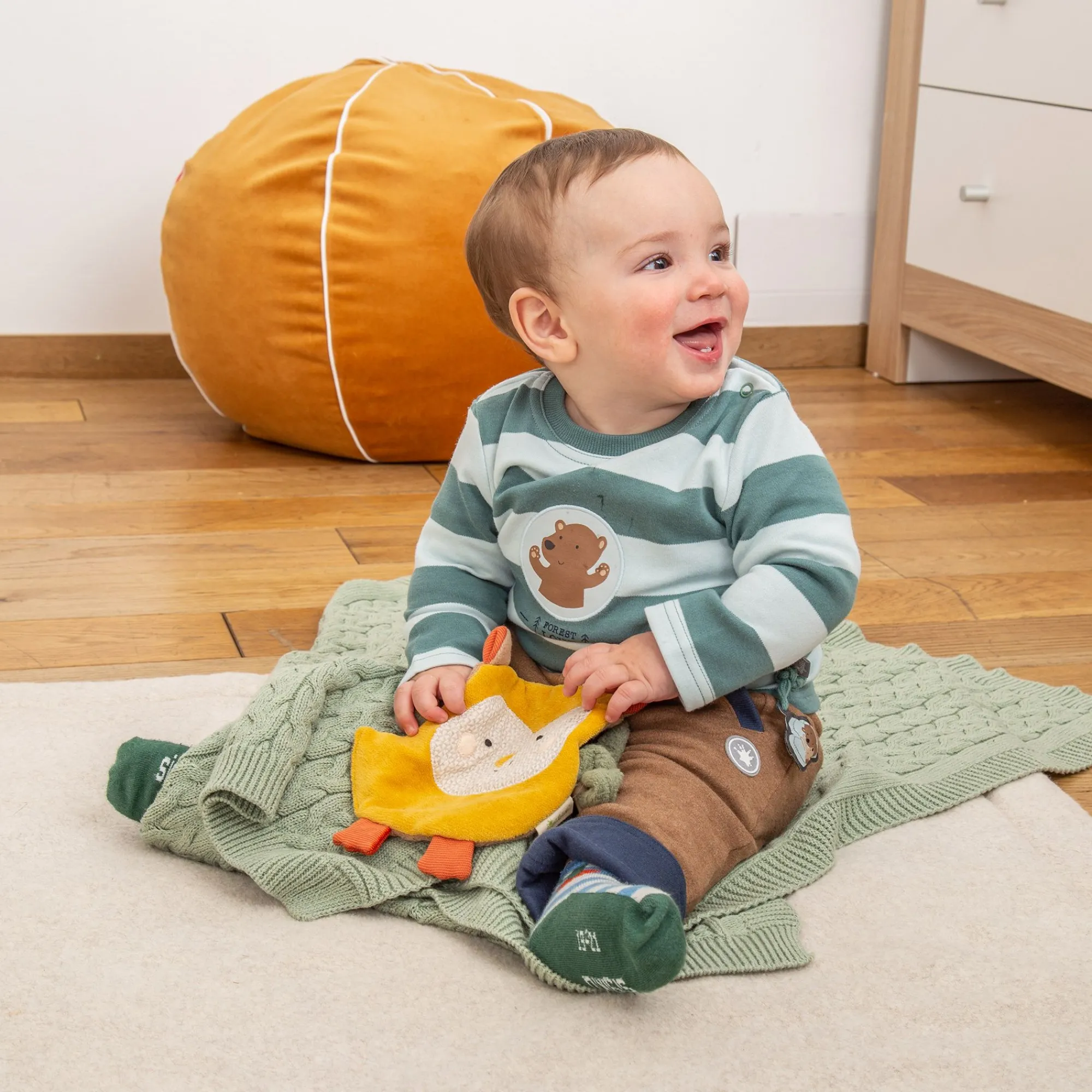 Sigikid Green Spielsachen|Baby Knistergreifling Eule, Green Bio Kollektion