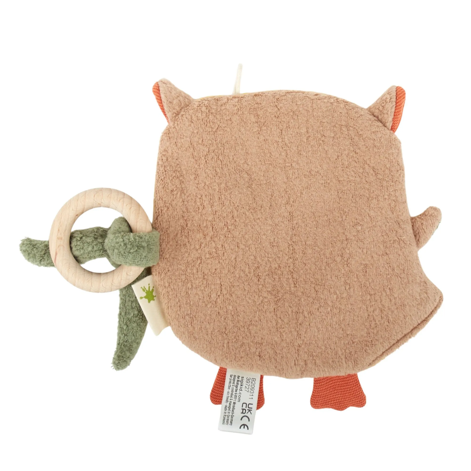 Sigikid Green Spielsachen|Baby Knistergreifling Eule, Green Bio Kollektion