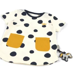 Sigikid Kollektion Tupfen Pony|Baby Kurzarm Longshirt, Weis Mit Dunkelblauen Punkten