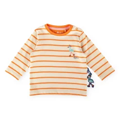 Sigikid Kollektion Wild Flamingo|Baby Langarm Ringelshirt, Orange-Weis