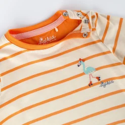 Sigikid Kollektion Wild Flamingo|Baby Langarm Ringelshirt, Orange-Weis