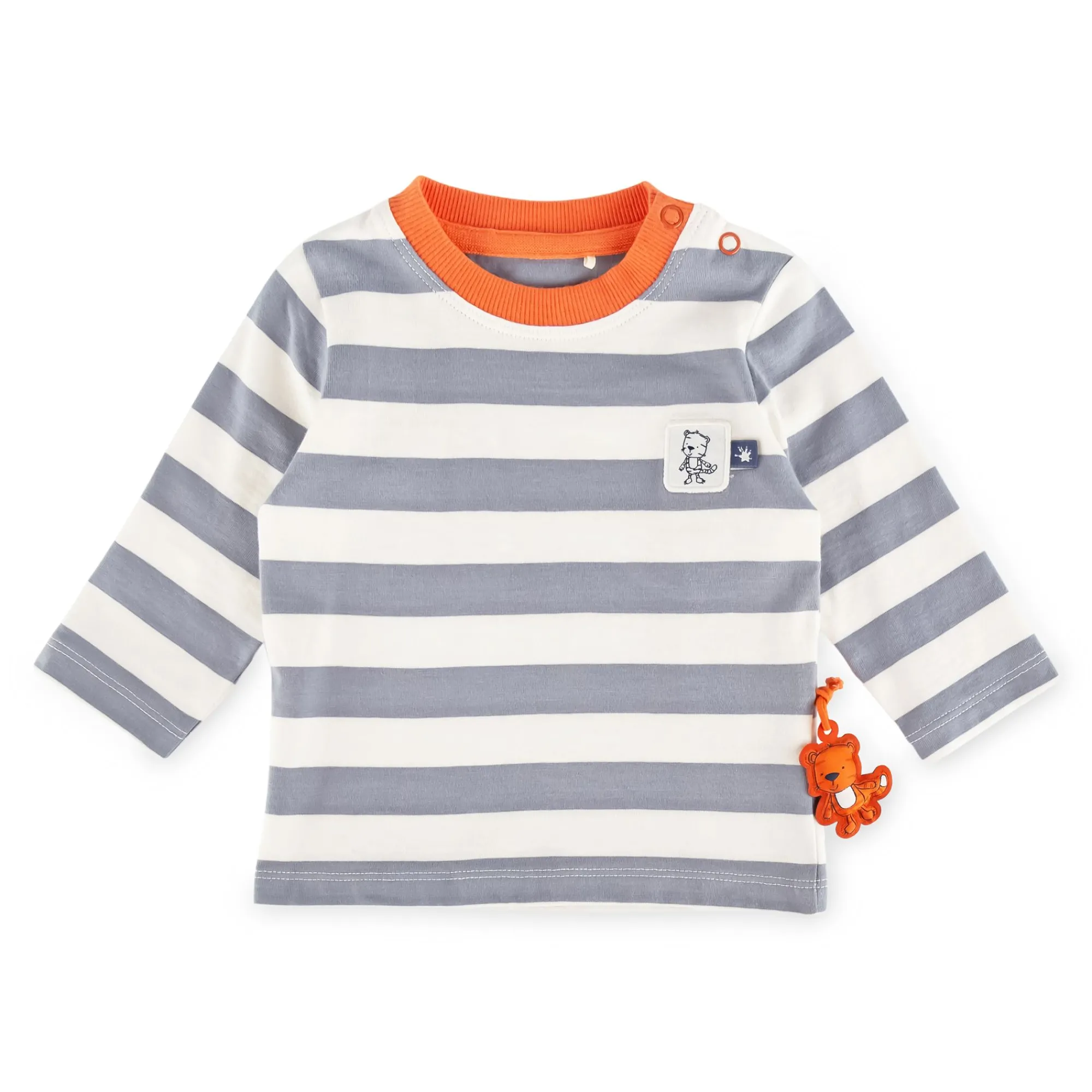Sigikid Kollektion Wild Adventure|Baby Langarmshirt Mit Tiger Patch, Grau-Weis Gestreift