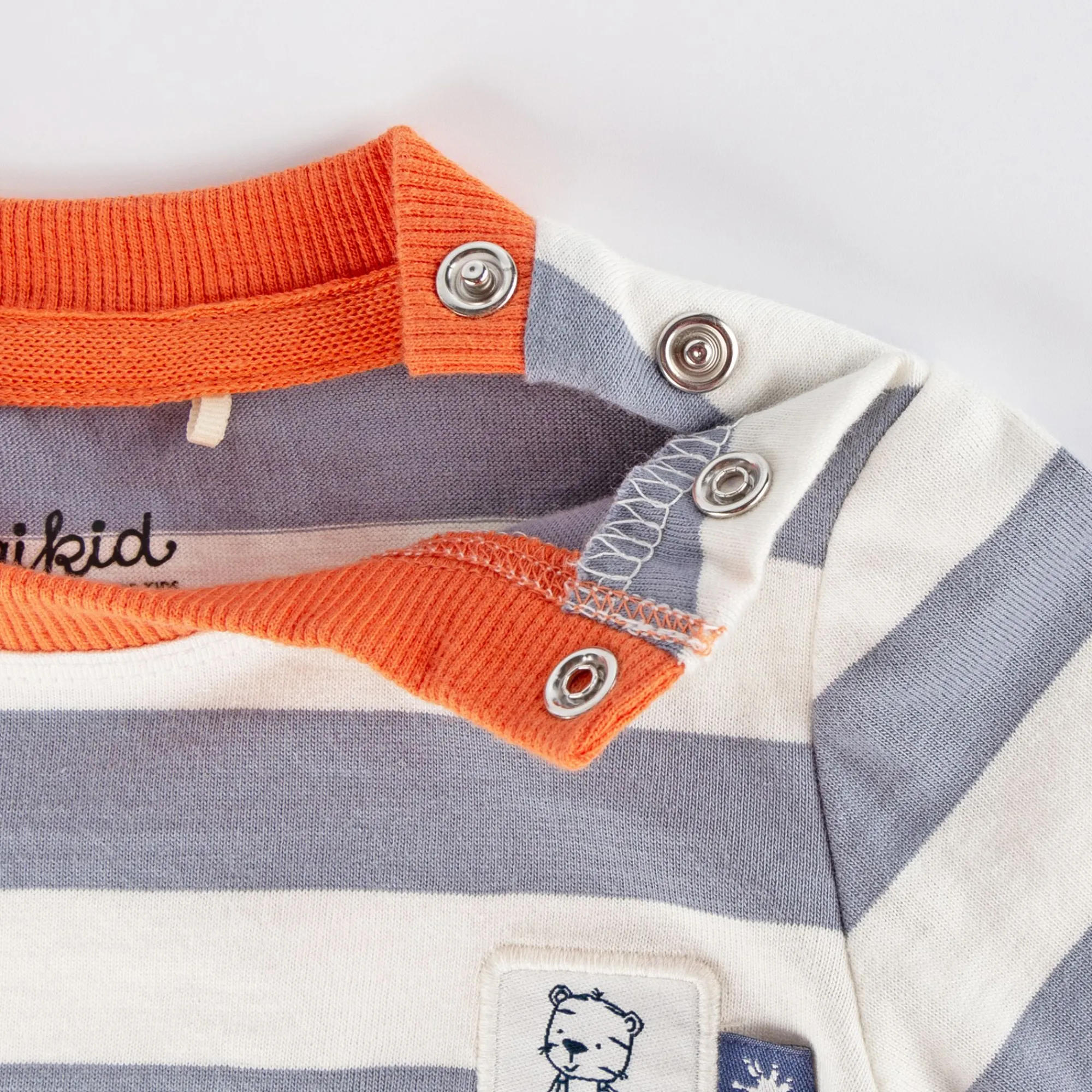 Sigikid Kollektion Wild Adventure|Baby Langarmshirt Mit Tiger Patch, Grau-Weis Gestreift