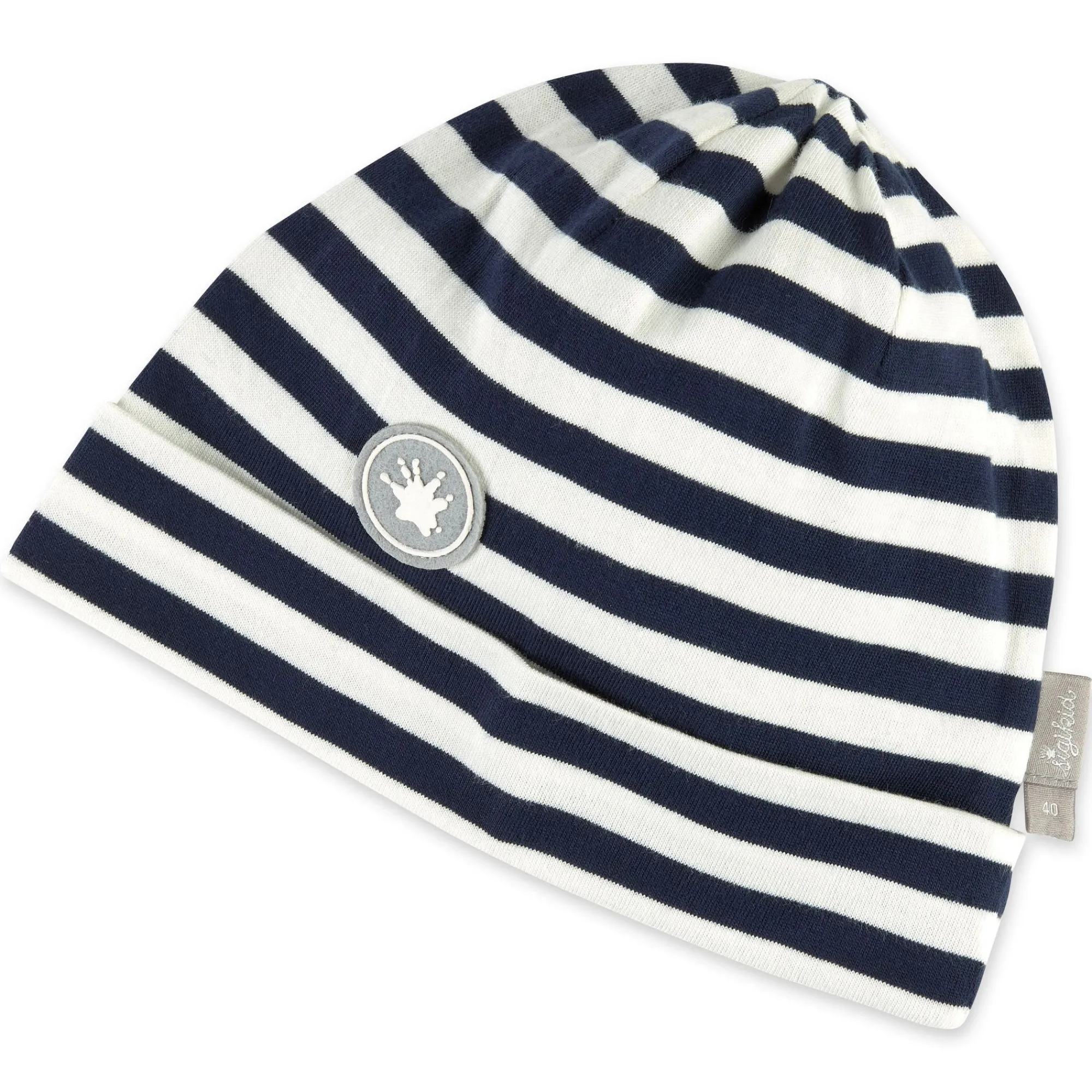 Sigikid Kollektion Tupfen Pony|Baby Mutze, Blau-Weis Geringelt