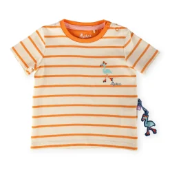 Sigikid Kollektion Wild Flamingo|Baby Ringel T-Shirt Flamingo, Orange-Weis