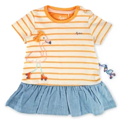 Sigikid Kollektion Wild Flamingo|Baby Ringelkleid Flamingo, Orange-Weis