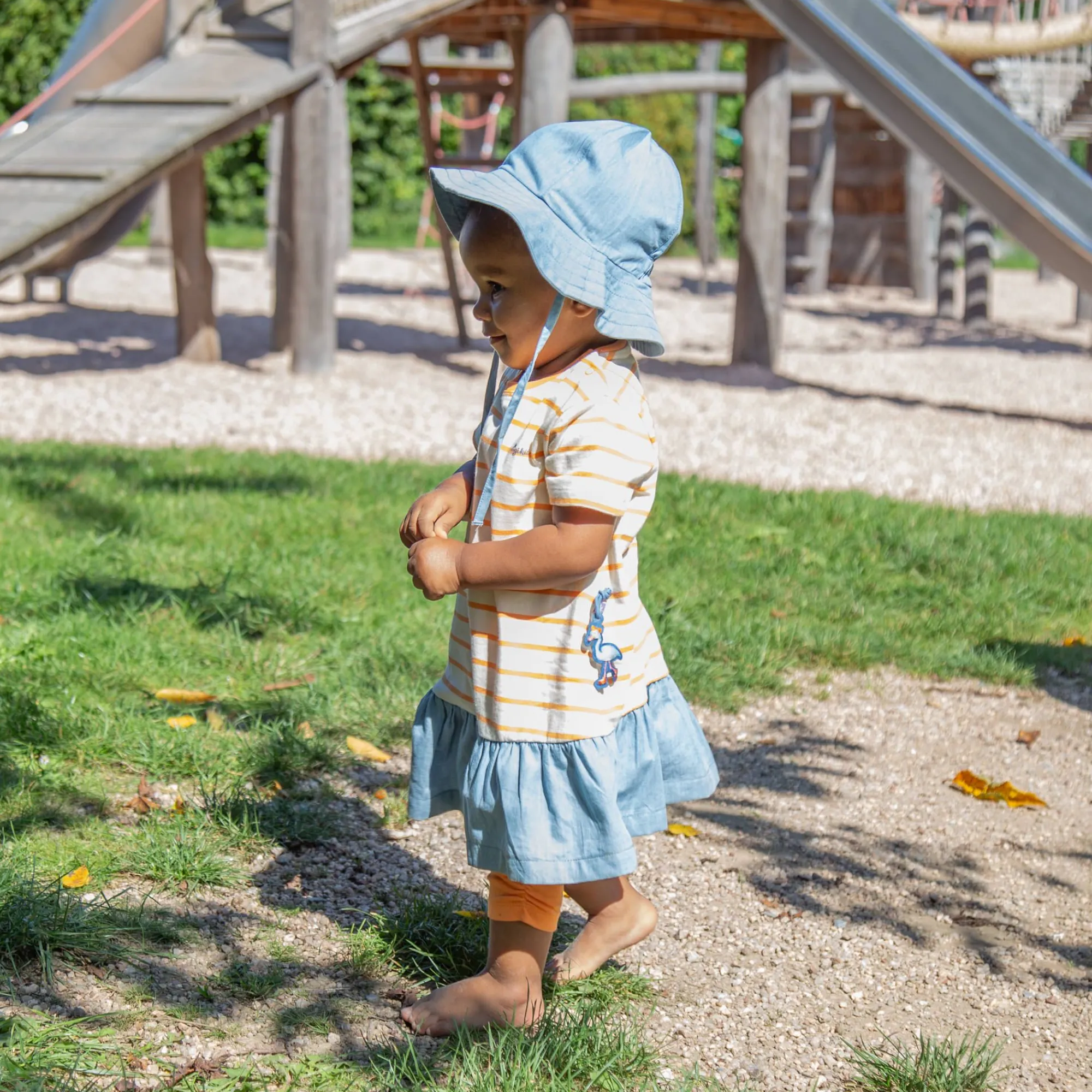 Sigikid Kollektion Wild Flamingo|Baby Ringelkleid Flamingo, Orange-Weis