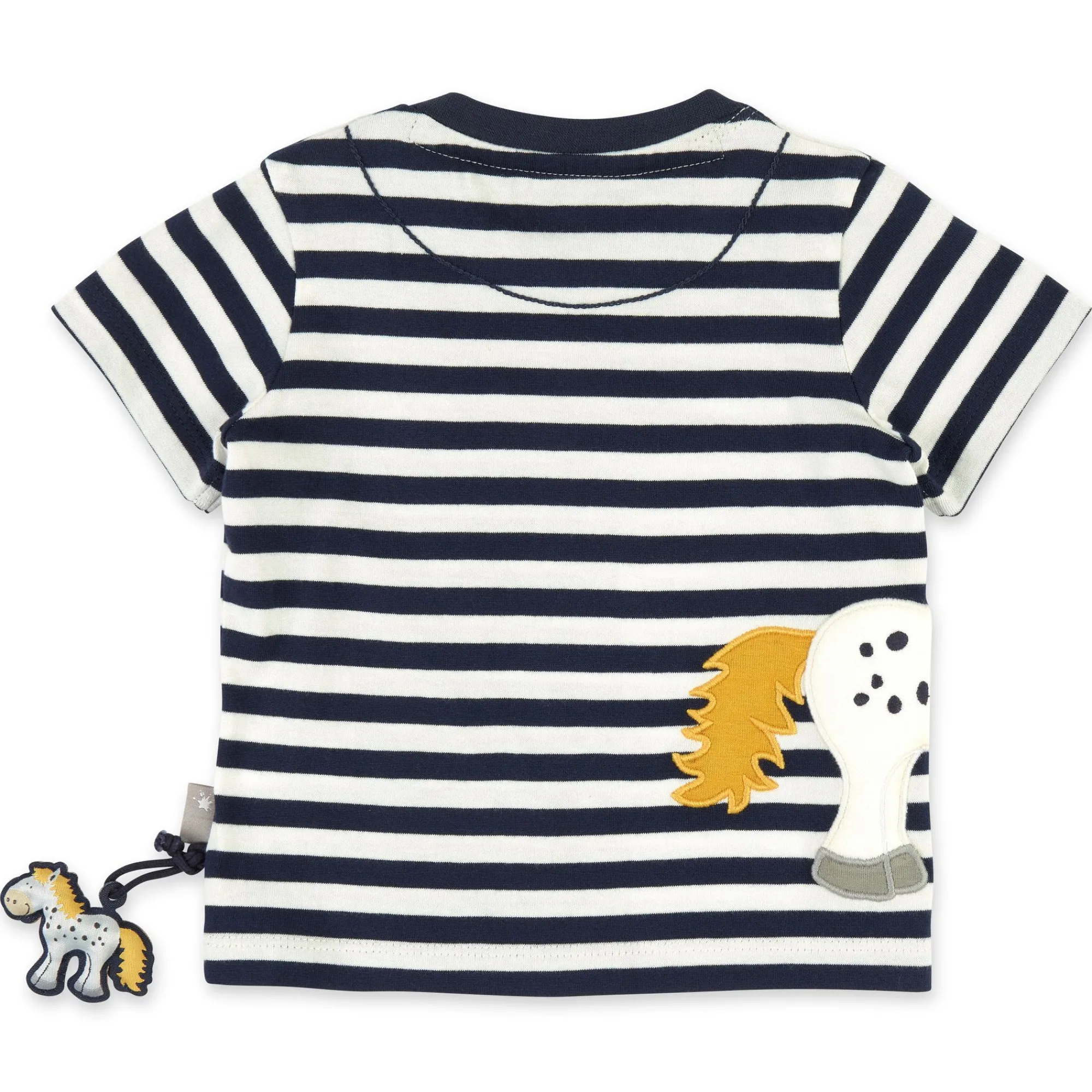 Sigikid Kollektion Tupfen Pony|Baby T-Shirt Pony, Blau-Weis Geringelt