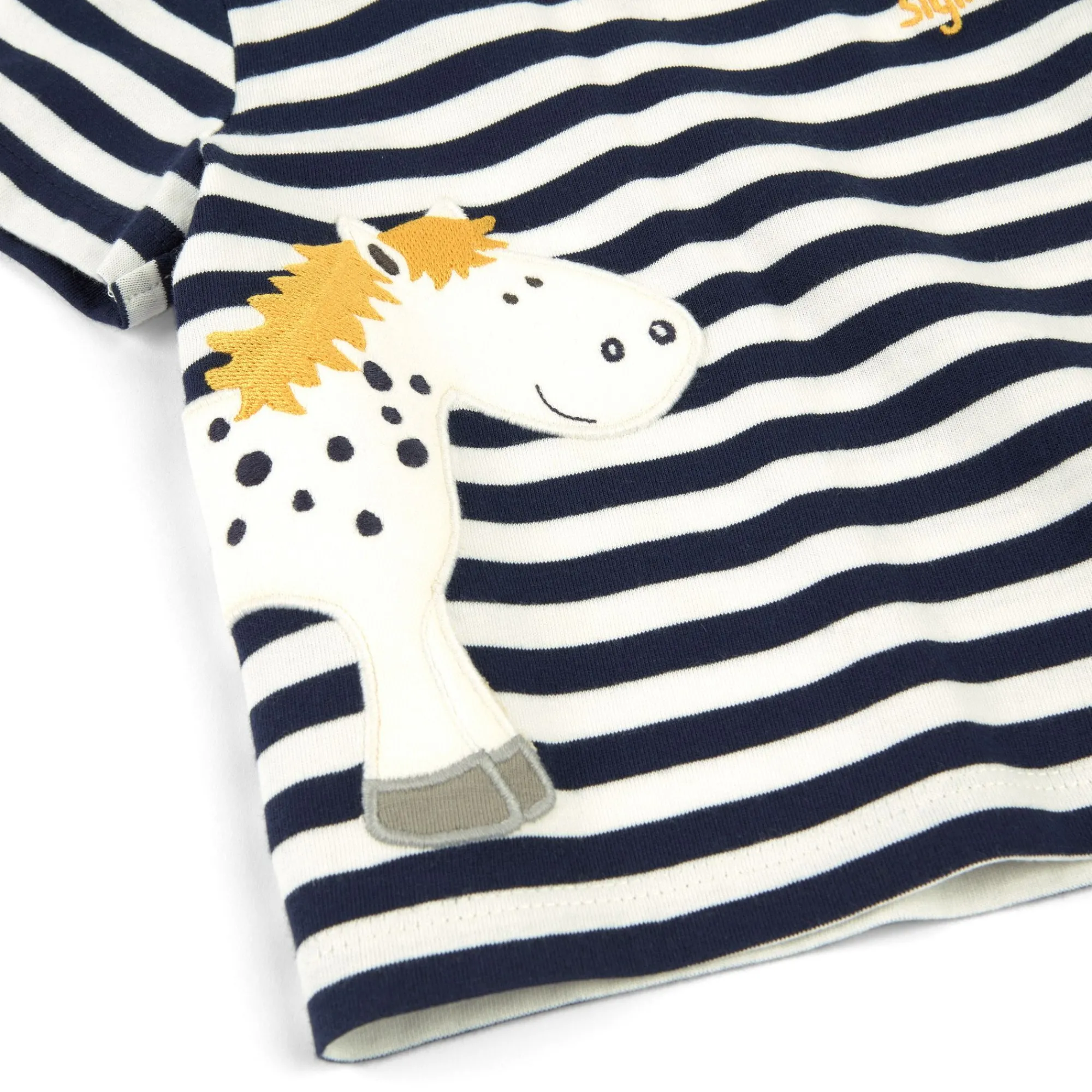Sigikid Kollektion Tupfen Pony|Baby T-Shirt Pony, Blau-Weis Geringelt