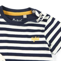 Sigikid Kollektion Tupfen Pony|Baby T-Shirt Pony, Blau-Weis Geringelt