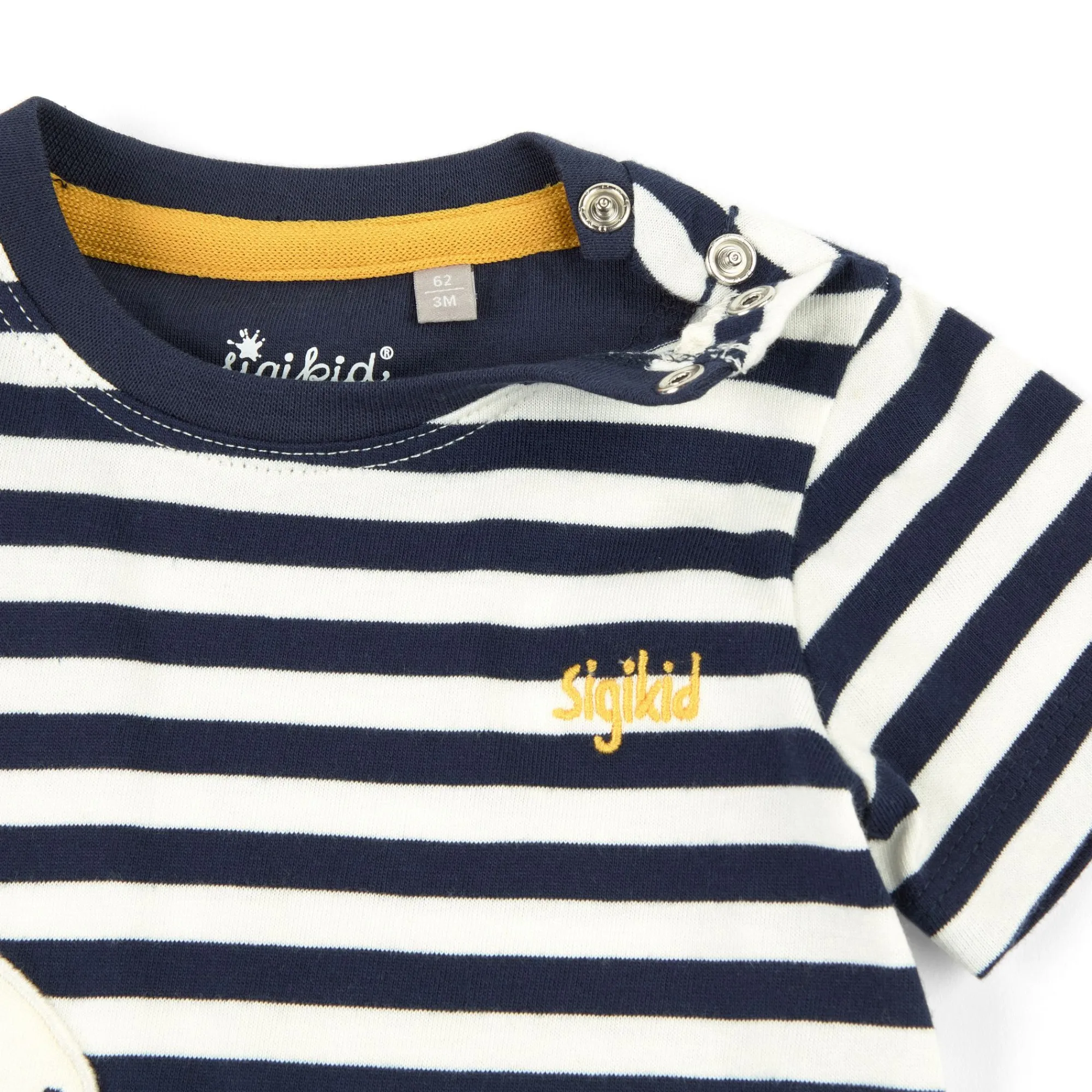Sigikid Kollektion Tupfen Pony|Baby T-Shirt Pony, Blau-Weis Geringelt