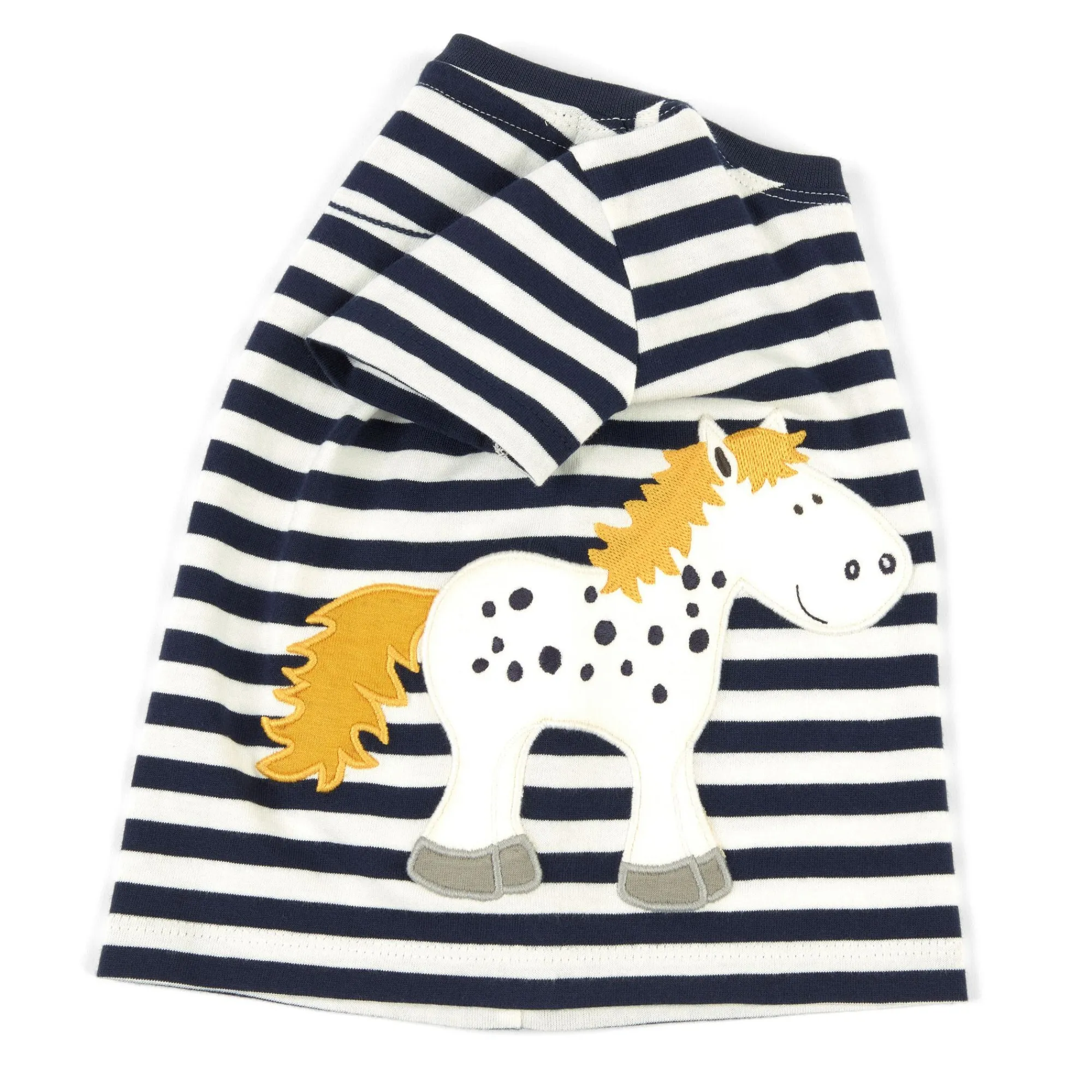 Sigikid Kollektion Tupfen Pony|Baby T-Shirt Pony, Blau-Weis Geringelt