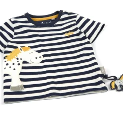 Sigikid Kollektion Tupfen Pony|Baby T-Shirt Pony, Blau-Weis Geringelt