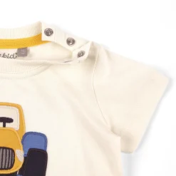 Sigikid Kollektion Gelber Traktor|Baby T-Shirt Traktor, Cremeweis