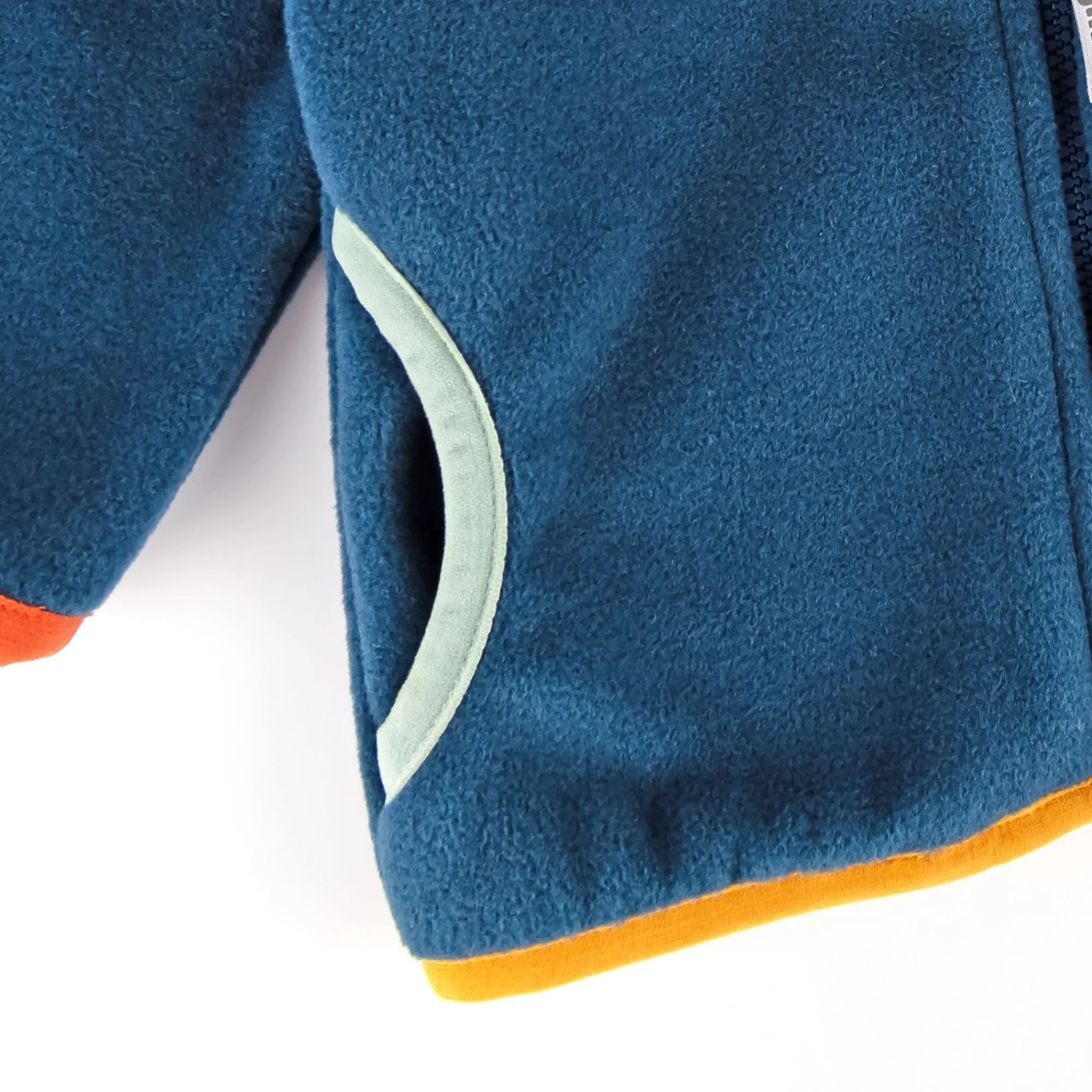 Sigikid Kollektion Happy Crocodile|Blaue Baby Fleecejacke Mit Kapuze