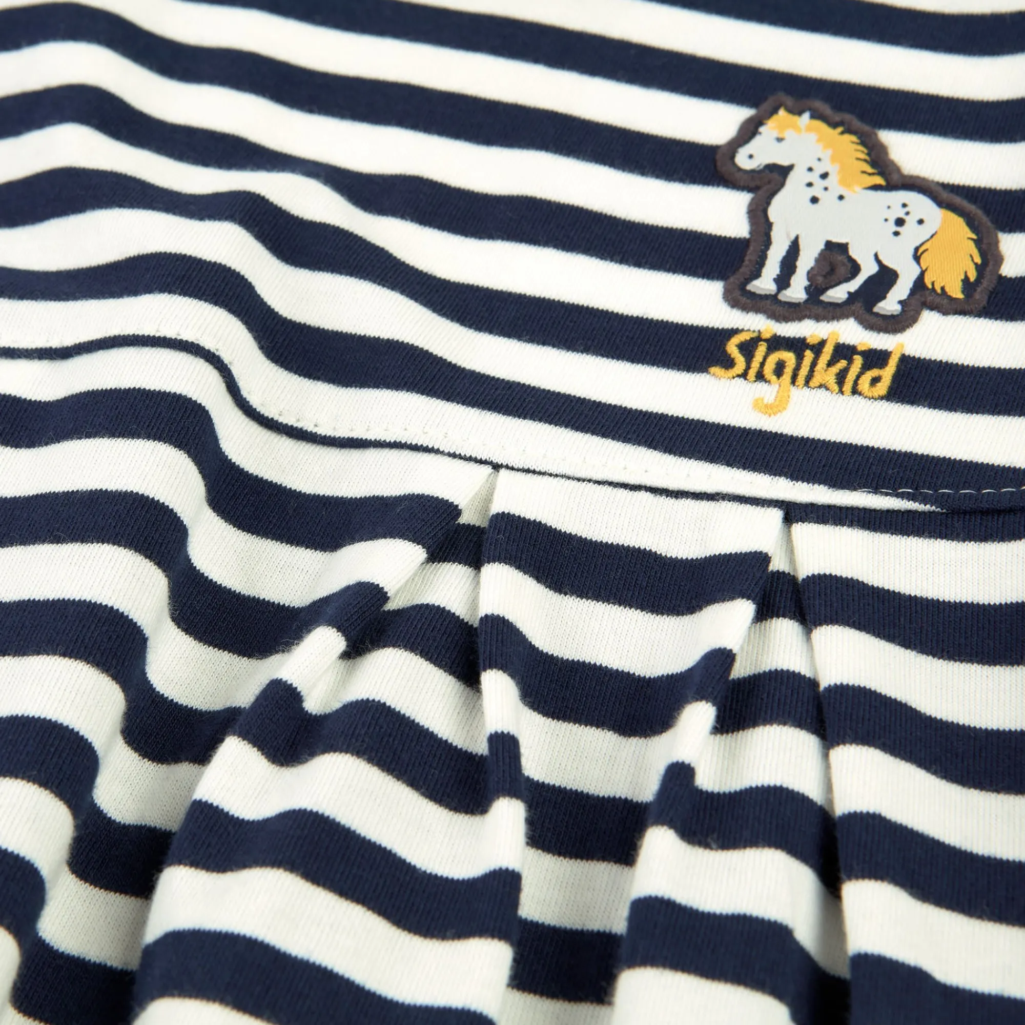 Sigikid Kollektion Tupfen Pony|Blau-Weis Geringeltes Kinderkleid Tupfen Pony