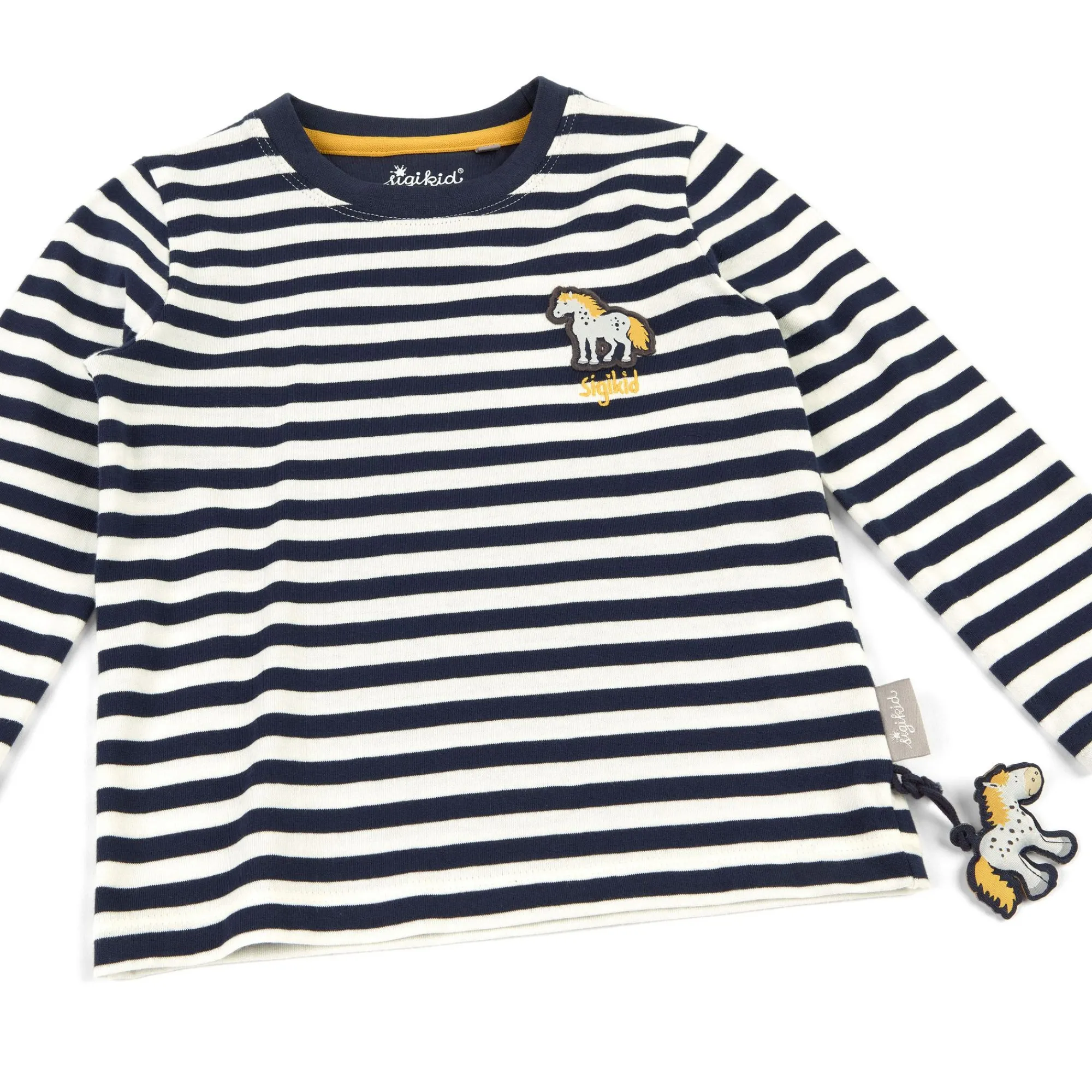 Sigikid Kollektion Tupfen Pony|Blau-Weis Geringeltes Kinder Langarmshirt Tupfen Pony