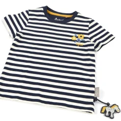 Sigikid Kollektion Tupfen Pony|Blau-Weis Geringeltes Kinder T-Shirt Mit Blumchen Bestic