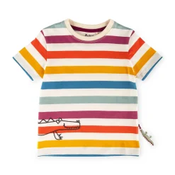 Sigikid Kollektion Happy Crocodile|Bunt Gestreiftes Kinder T-Shirt Krokodil