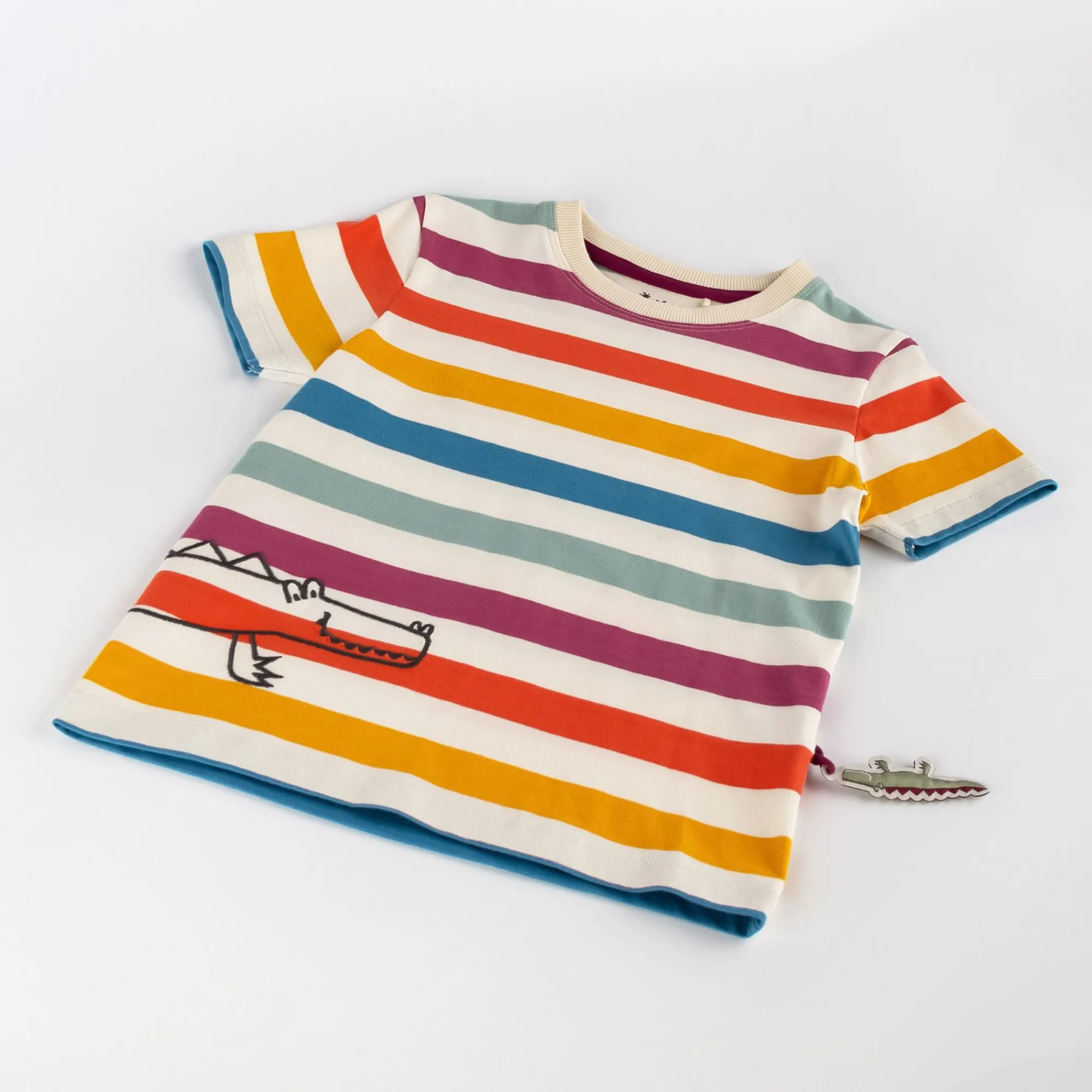 Sigikid Kollektion Happy Crocodile|Bunt Gestreiftes Kinder T-Shirt Krokodil