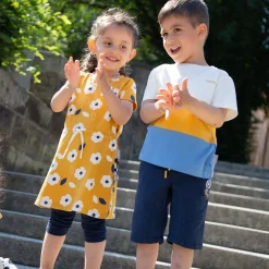 Sigikid Kollektion Gelber Traktor|Dunkelblaue Kinder Gabardine Bermuda