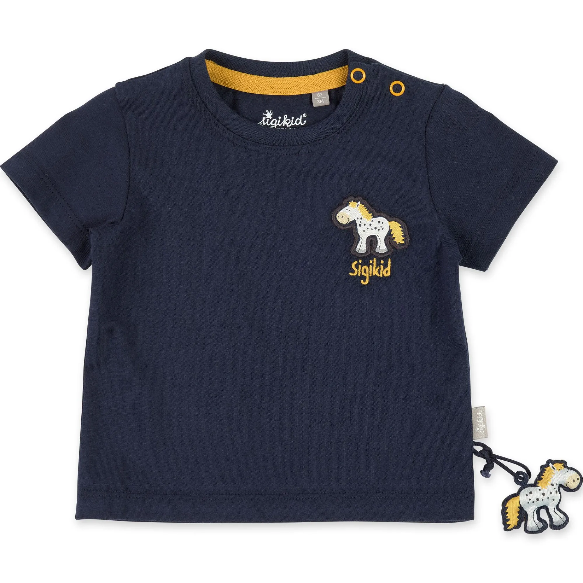 Sigikid Kollektion Tupfen Pony|Dunkelblaues Baby T-Shirt Mit Pony Motiv