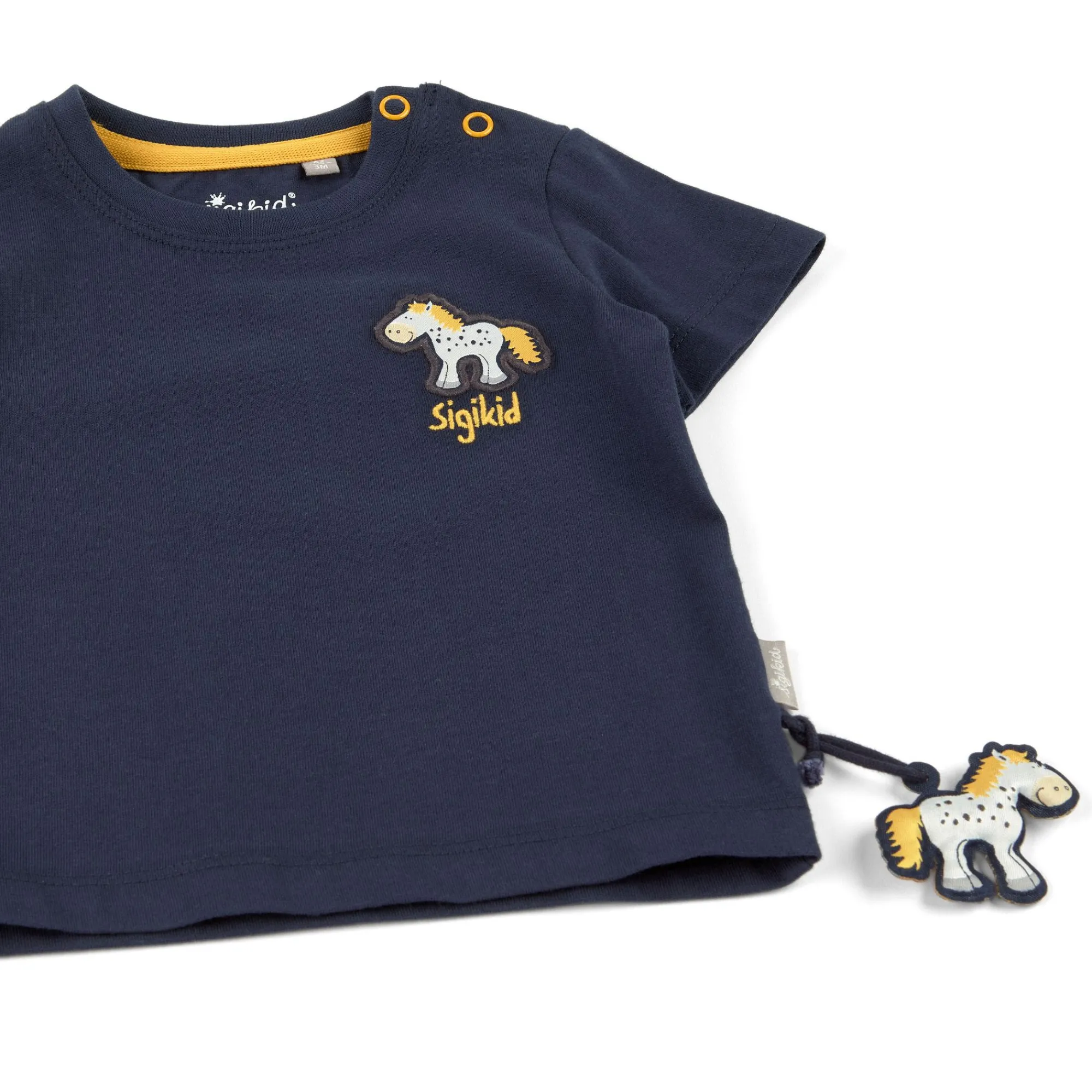Sigikid Kollektion Tupfen Pony|Dunkelblaues Baby T-Shirt Mit Pony Motiv