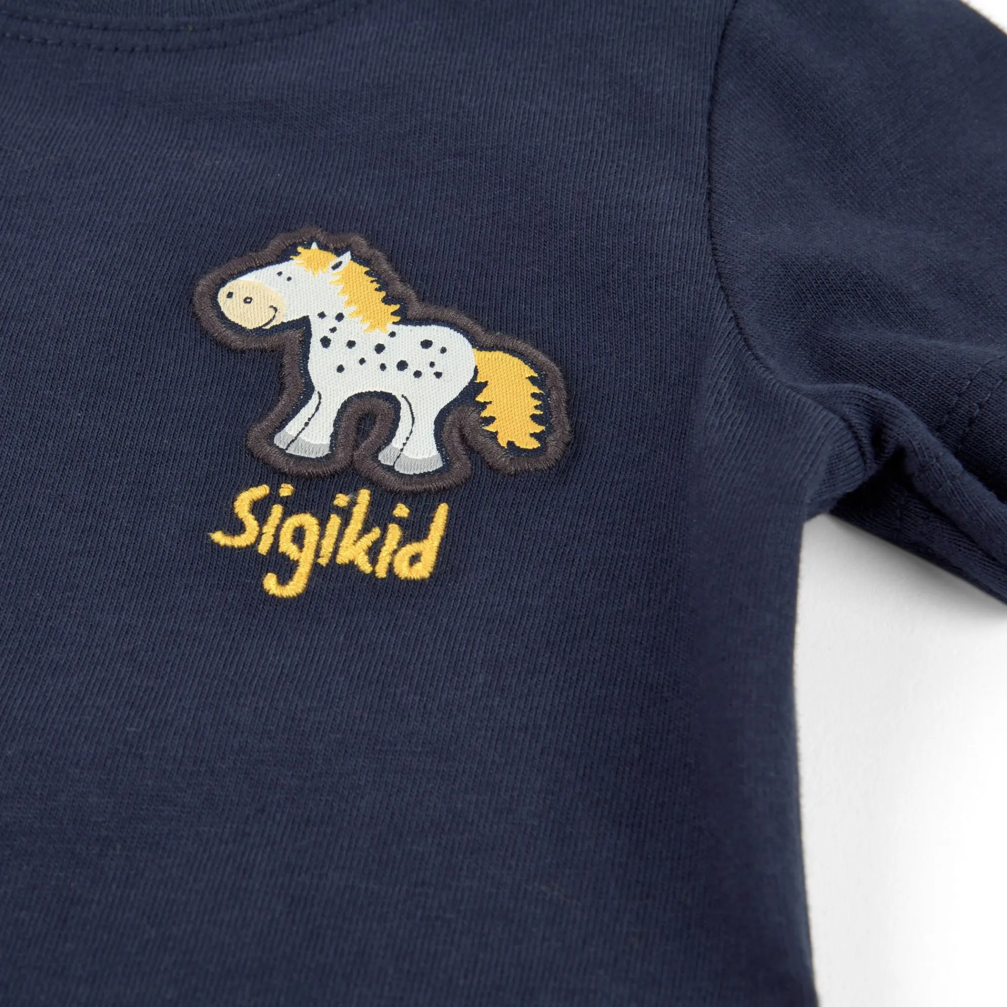 Sigikid Kollektion Tupfen Pony|Dunkelblaues Baby T-Shirt Mit Pony Motiv