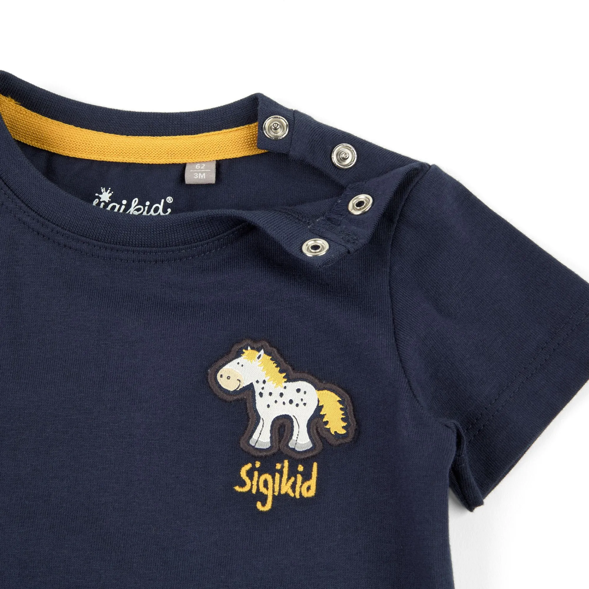 Sigikid Kollektion Tupfen Pony|Dunkelblaues Baby T-Shirt Mit Pony Motiv