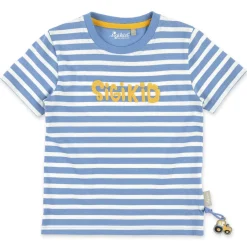 Sigikid Kollektion Gelber Traktor|Kinder Ringel T-Shirt, Blau-Weis