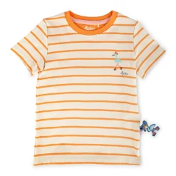 Sigikid Kollektion Wild Flamingo|Kinder Ringel T-Shirt Flamingo, Orange-Weis