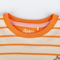 Sigikid Kollektion Wild Flamingo|Kinder Ringel T-Shirt Flamingo, Orange-Weis