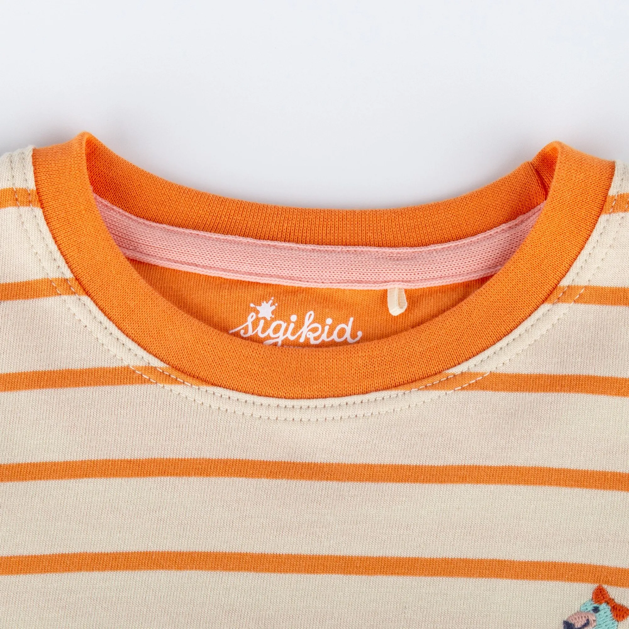 Sigikid Kollektion Wild Flamingo|Kinder Ringel T-Shirt Flamingo, Orange-Weis