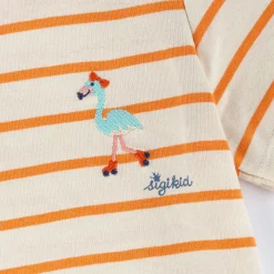 Sigikid Kollektion Wild Flamingo|Kinder Ringel T-Shirt Flamingo, Orange-Weis