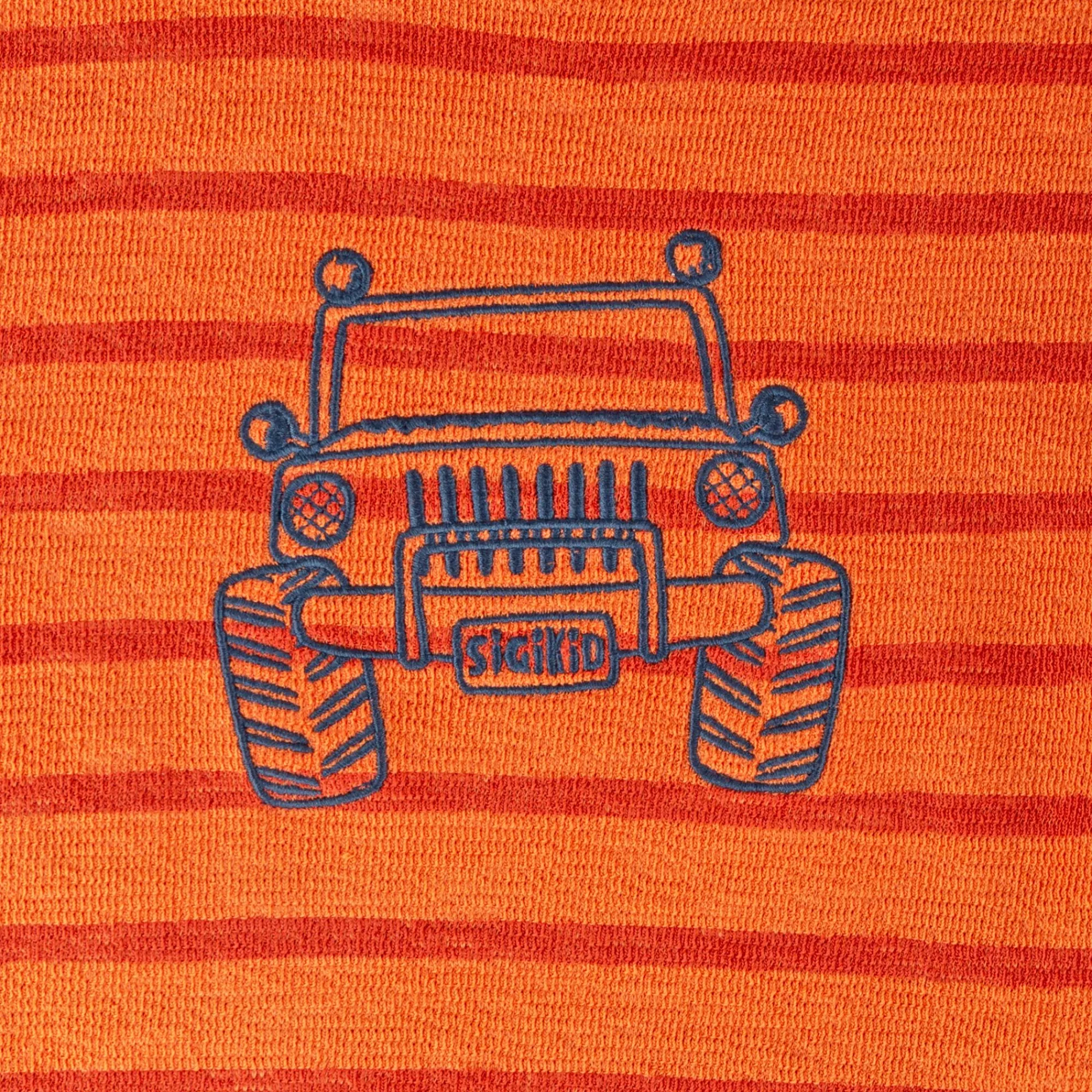Sigikid Kollektion Wild Adventure|Kinder Ringel T-Shirt Mit Jeep Motiv, Orange-Rot