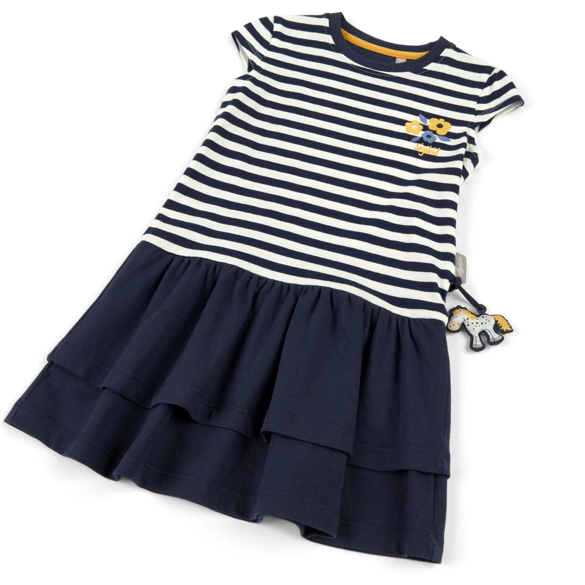 Sigikid Kollektion Tupfen Pony|Kinder Ringelkleid Mit Volants Und Blumchen Stickerei