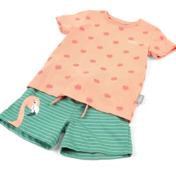 Sigikid Tag- Und Nachtwasche|Kurzer Kinder Sommer Schlafanzug Flamingo, Rosa-Grun
