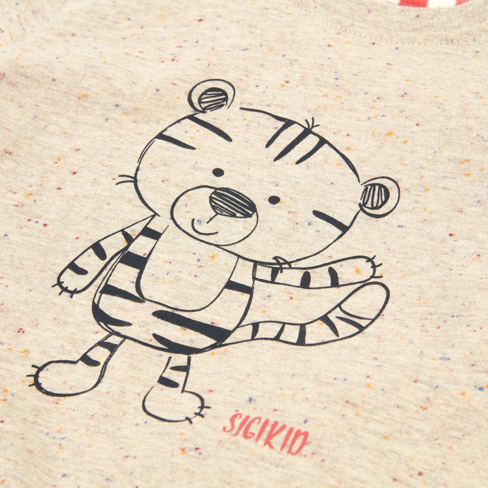 Sigikid Tag- Und Nachtwasche|Kurzer Kinder Sommer Schlafanzug Tiger, Hell Meliert-Pin