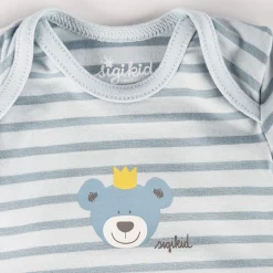 Sigikid Kollektion Newborn|Langarm Babybody Kronchen Bar, Blau Geringelt