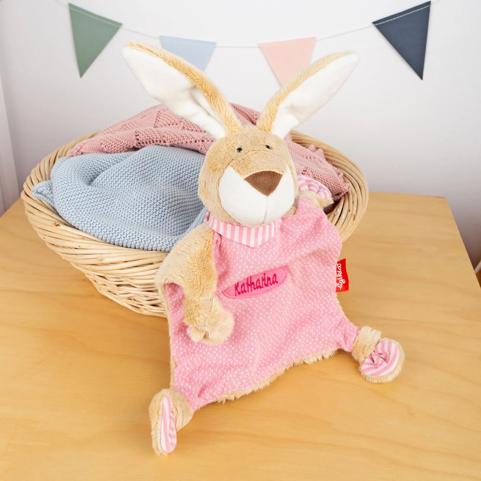 Sigikid Schnuffeltucher|Namensschnuffeltuch Hase Rosa