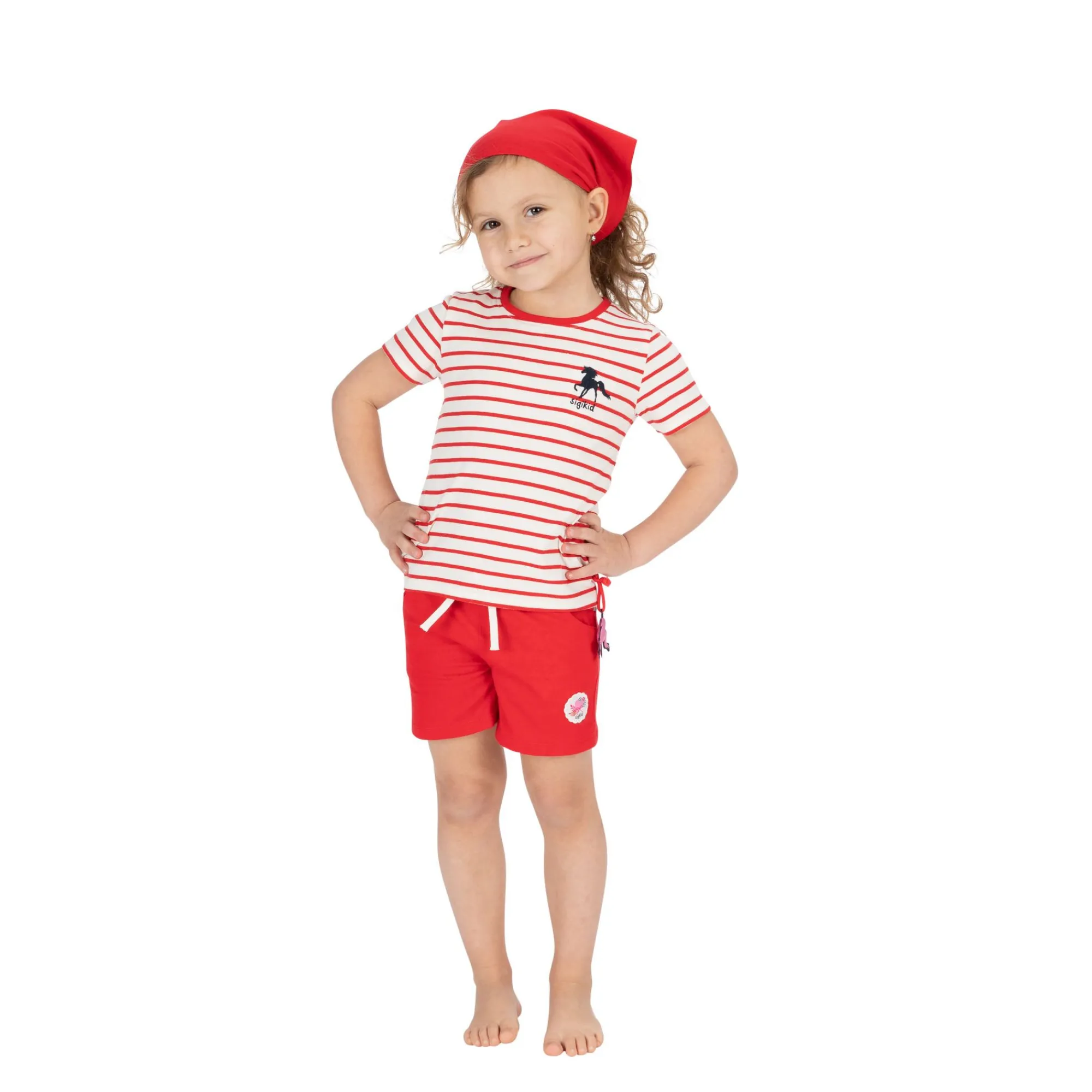Sigikid Aktion Hosen|Rote Madchen Shorts Mit Herzchen Patch