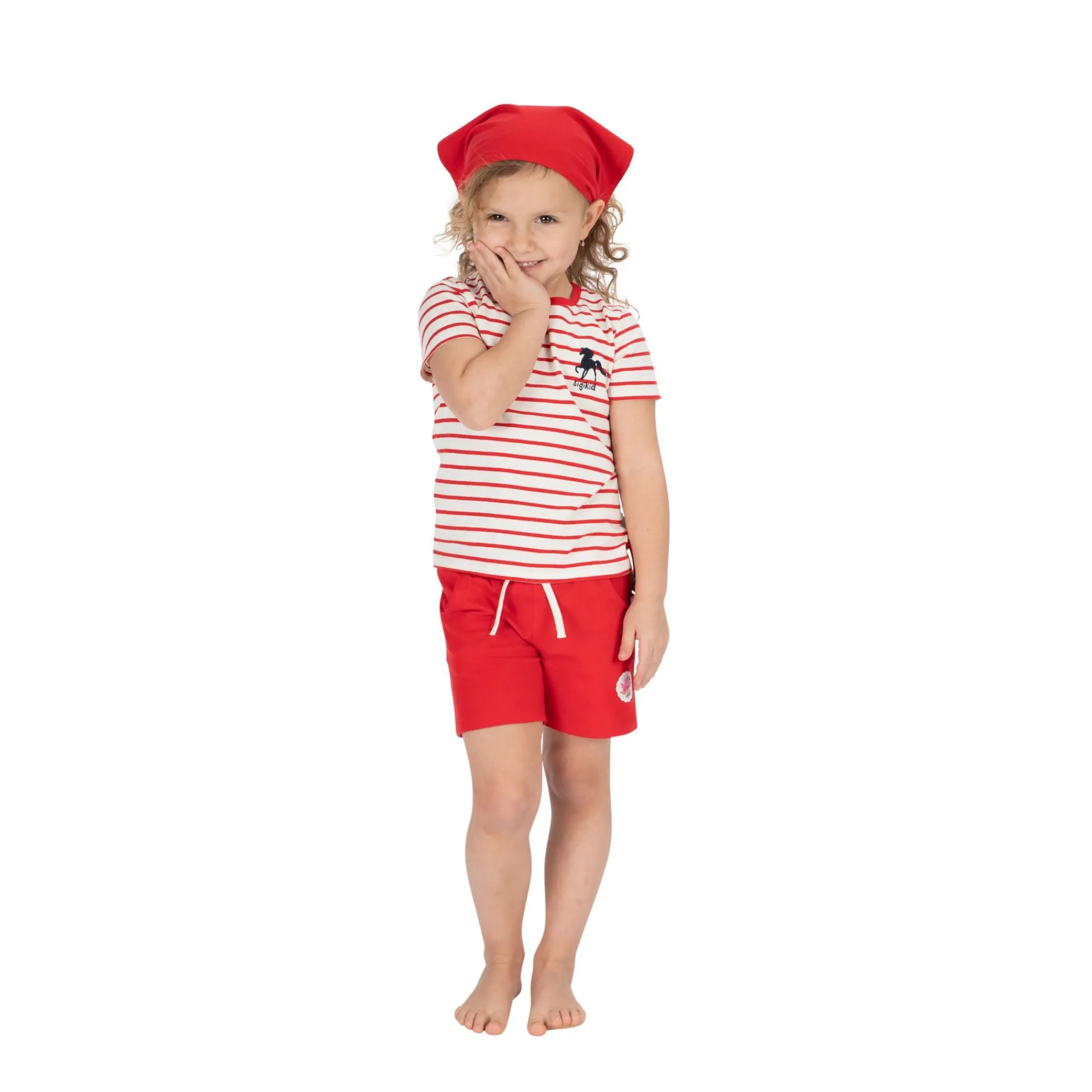 Sigikid Aktion Hosen|Rote Madchen Shorts Mit Herzchen Patch