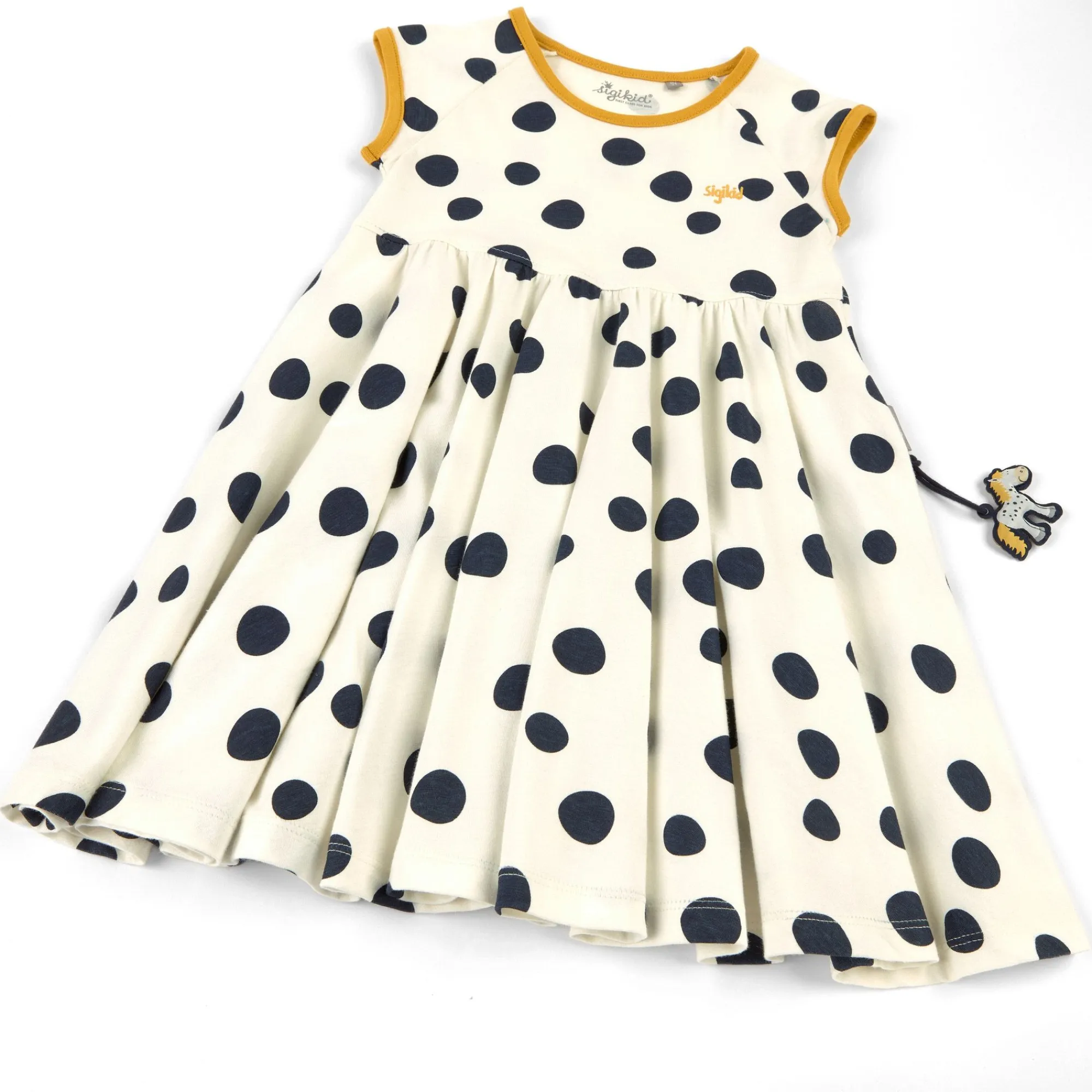Sigikid Kollektion Tupfen Pony|Sommer Kinderkleid Mit Dunkelblauen Punkten